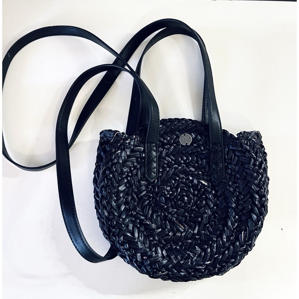 Billabong Braided‎ Woven Circle Lined Bag Black Natural Beach Boho Hippy - Picture 5 of 5